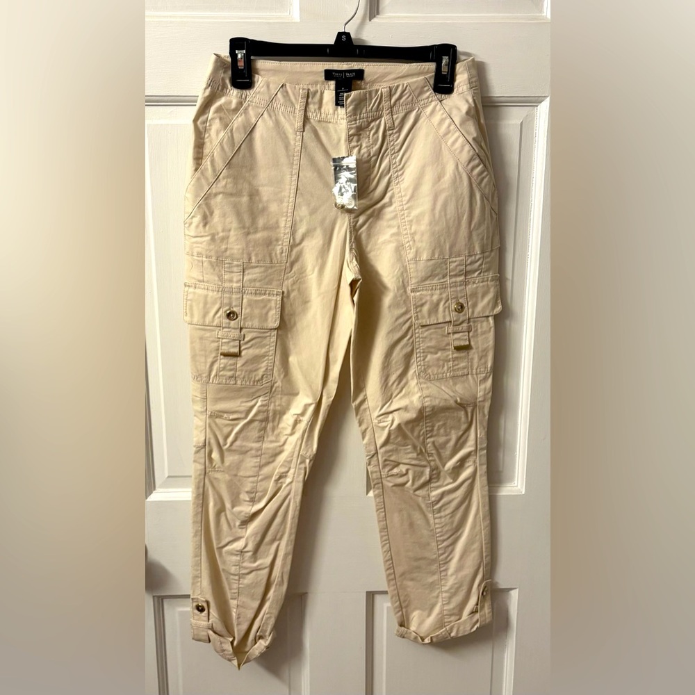Whit House Black Market Sand color Cargo utility Crop‎ Pants size 0